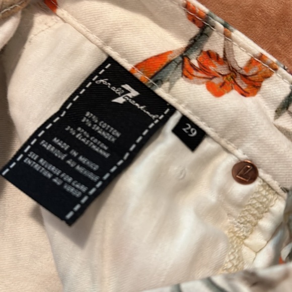 7 For All Mankind Floral Fall Skinny Stretch Jeans pants women size 29 - Picture 7 of 8